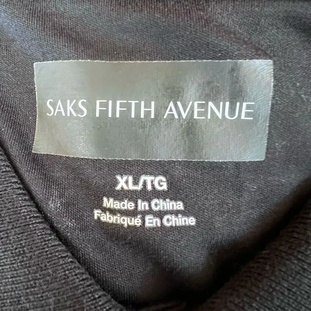 Saks‎ Fifth Avenue Black Pima Cotton 3-Button Short Sleeve Polo Size XL - Picture 3 of 4